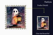 Vintage Halloween Postage Stamp Clip, a Graphic by designcity5 (Thumbnail 4 of 5)