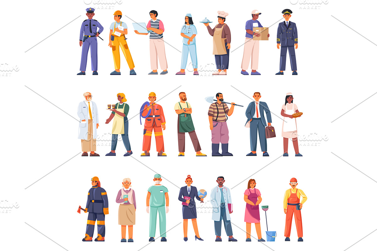 Different profession occupations, a Graphic by Stock-Smart-Start