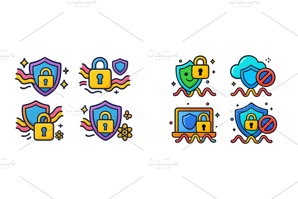 Colorful digital security icons, a Technology Illustration by ZinetroN