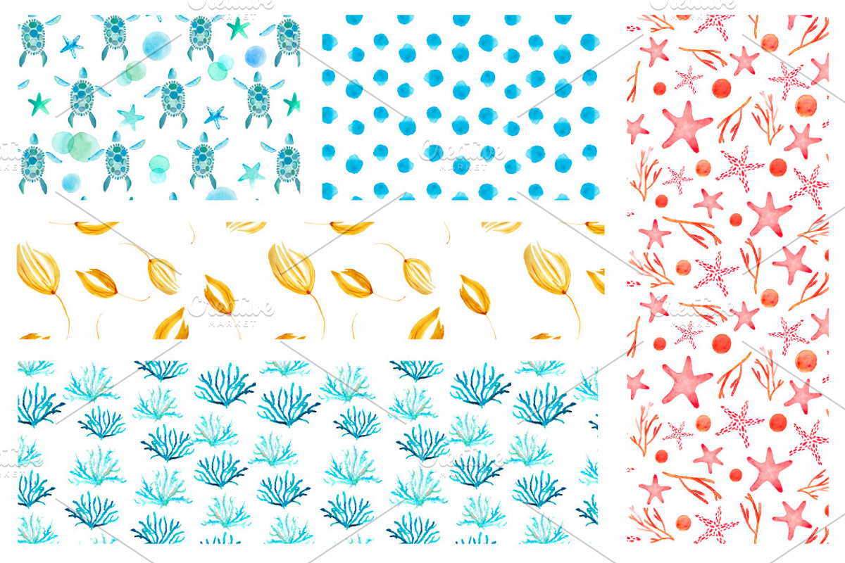 Seaweed watercolor collection, a Pattern Graphic by Katya_lu (Photo 3 of 10)