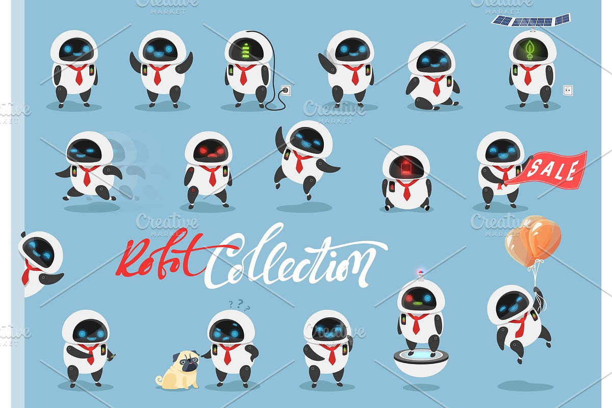 Big set character robot, an Object Graphic by Modern vector