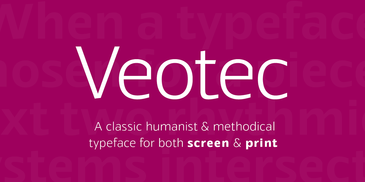 Veotec, a Sans Serif Font by Hashtag Type (Photo 1 of 8)
