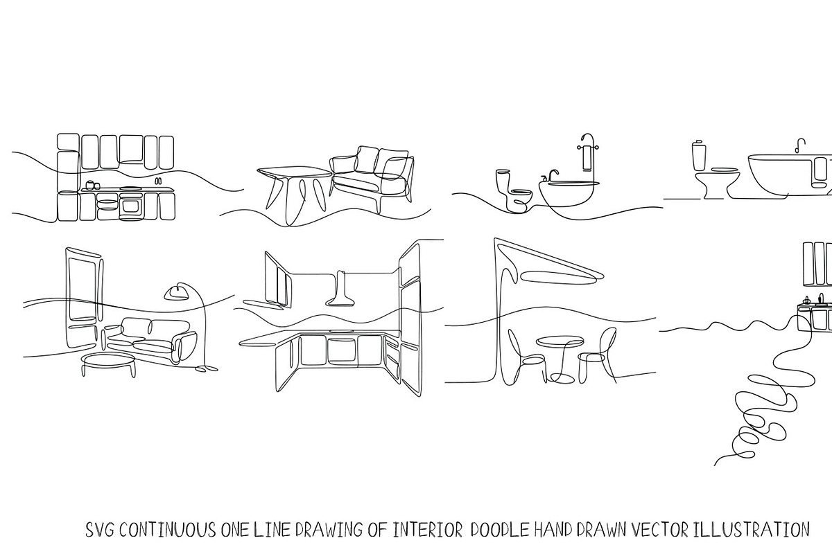Continuous one line SVG interior, an Object Illustration by SketchArtStudio (Photo 2 of 3)