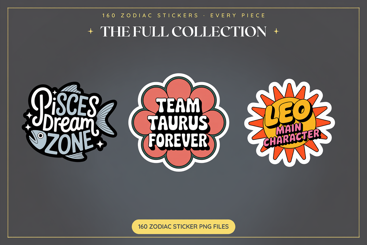 160 Zodiac Stickers, an Object Graphic by Jakayla Digital Co (Photo 5 of 16)