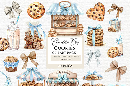 Chocolate chip, Milk And Cookies, a Food Illustration by Invite to Clipart