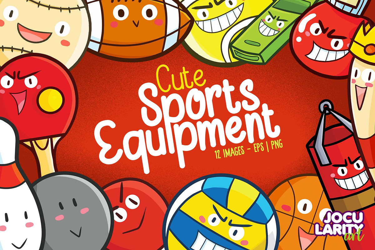 Cute Sports Equipment Characters, an Object Illustration by Jocularity Art (Photo 1 of 3)