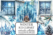 Watercolor Winter Ice Clipart, an Illustration by Libby Wishes (Thumbnail 1 of 7)