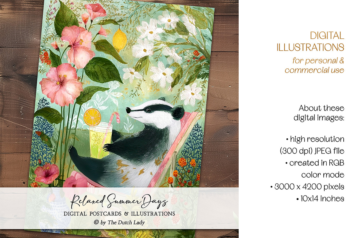 Relaxed Summer Days Postcards, an Animal Illustration by The Dutch Lady Designs (Photo 3 of 7)