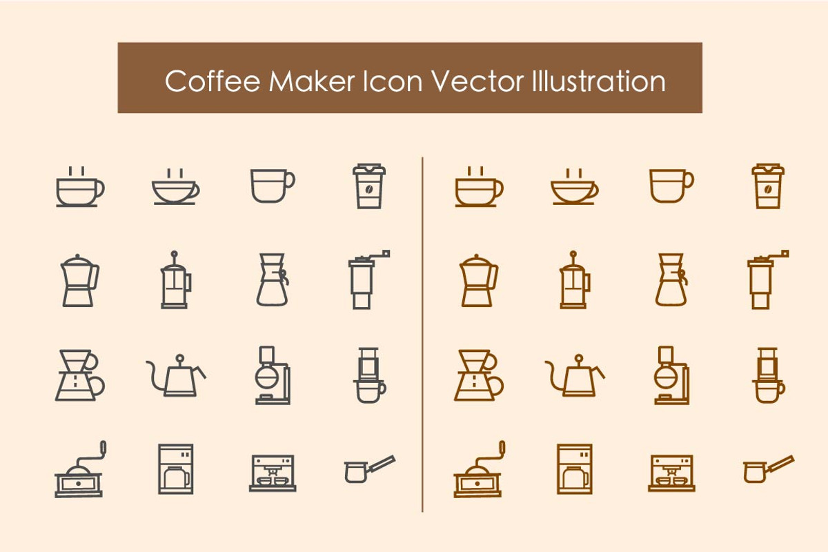Coffee and Coffee Maker Icon, an Outline Icon by Karawan (Photo 3 of 3)