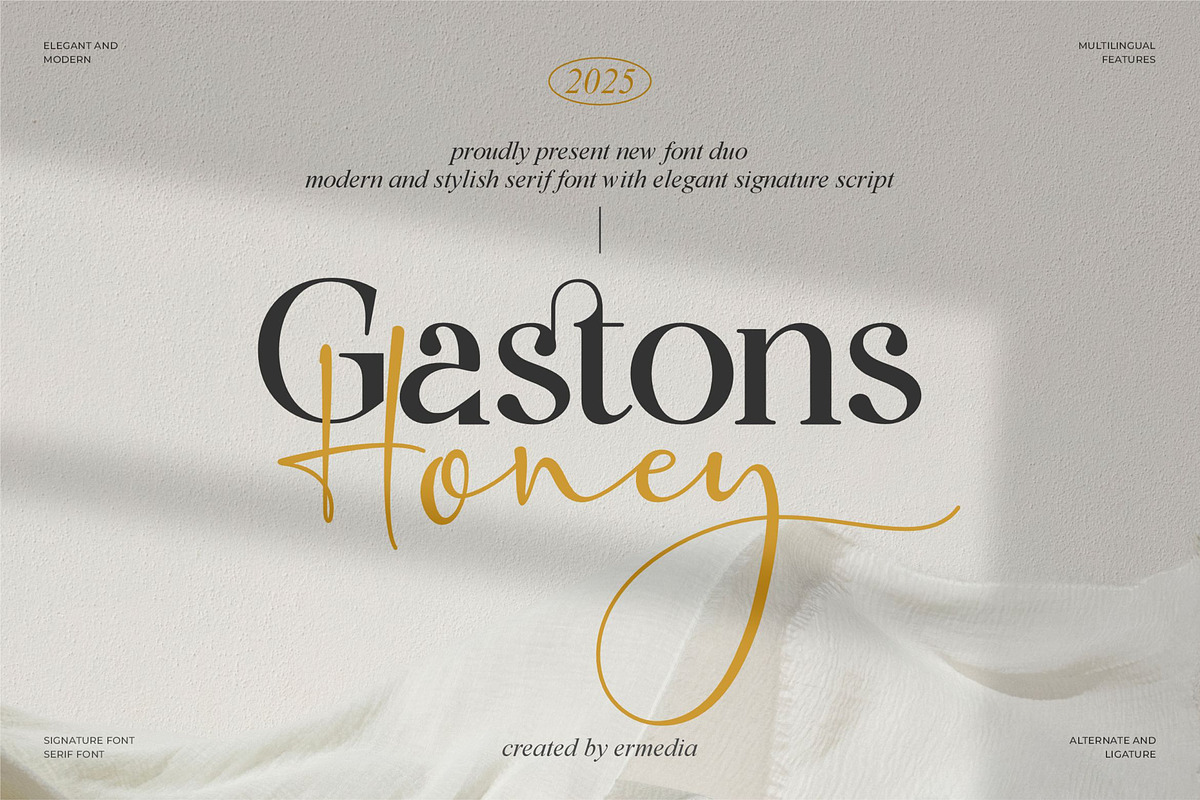 Gaston Honey - A New Font Duo, a Serif Font by Ermedia Studio (Photo 1 of 10)