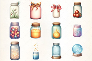 Christmas Magic Jars Clipart Bundle, an Illustration by CrexoraLab