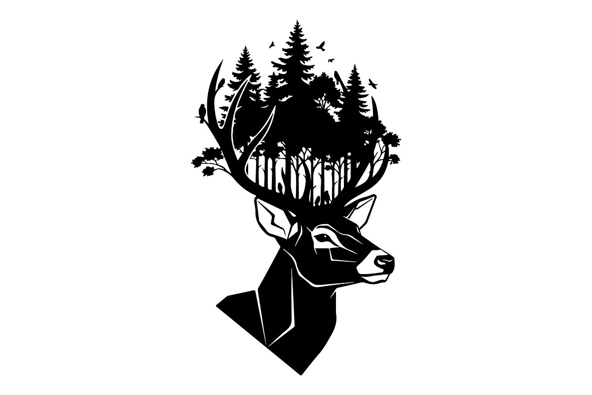 Deer Antler Silhouette Bundle, an Object Illustration by yasushie (Photo 31 of 31)