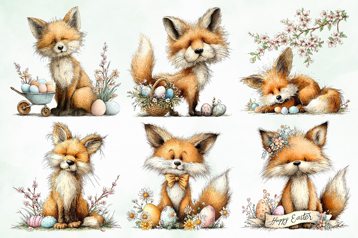 Watercolor Whimsical Easter Fox Png, an Illustration by Creative Art (Photo 7 of 8)