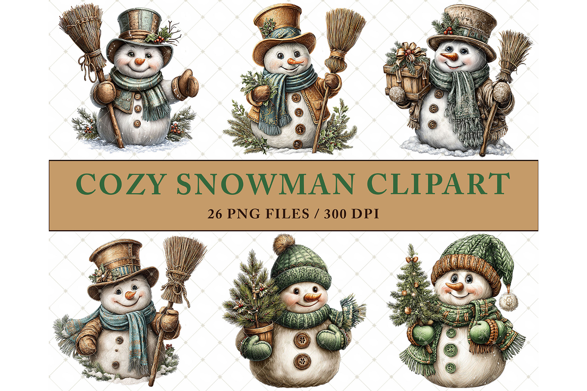 Cozy Snowman Clipart JPG, an Illustration by Memories By Lea (Photo 4 of 17)