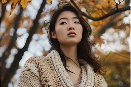 Asian female model in cozy knitted, a Beauty & Fashion Photo by Lermont51