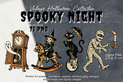 Spooky Night PNG Vintage Collection, a Seasonal Illustration by DreamoraArt (Thumbnail 1 of 9)