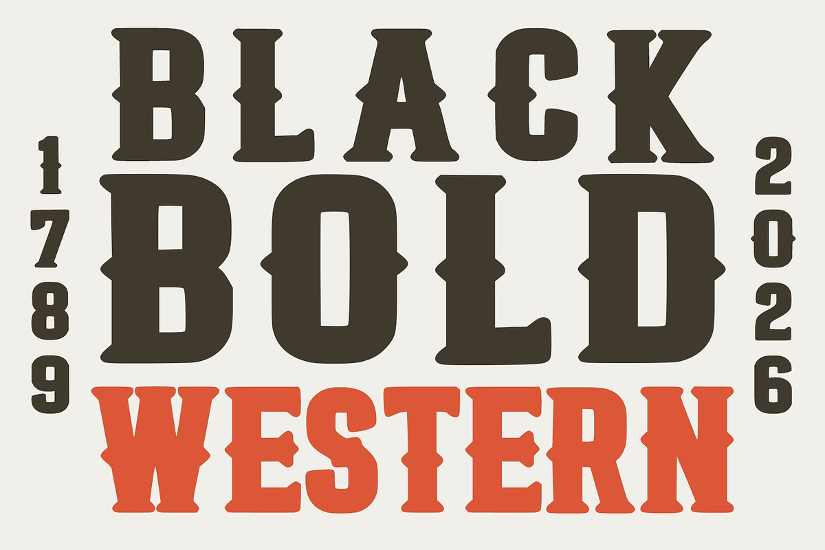 Black Bold Western Font, a Slab Serif Font by Fourteen Letter (Photo 1 of 5)