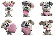 Whimsical Valentine Cute Dog Clipart, an Illustration by CraftArtStudio (Thumbnail 5 of 6)
