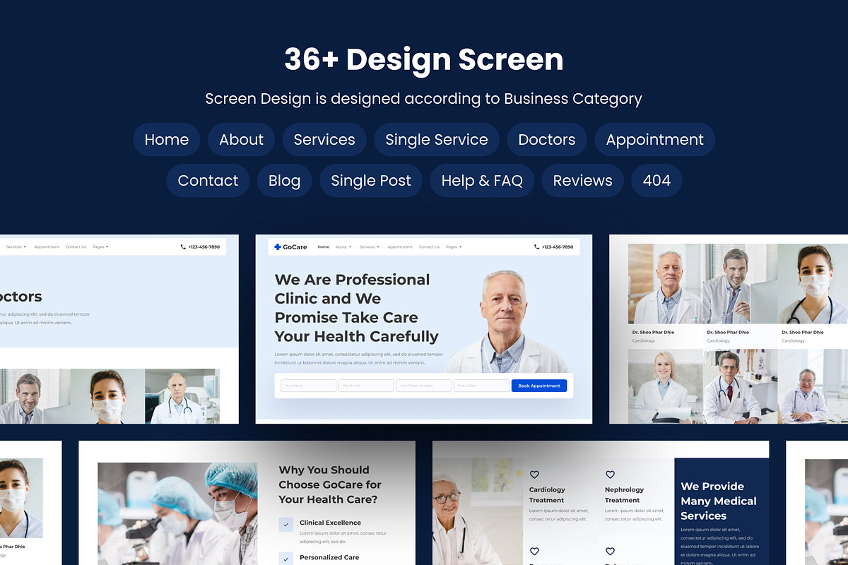Gocare Health Medical Website UI Kit, a Templates & Theme by Streal Creative (Photo 2 of 7)