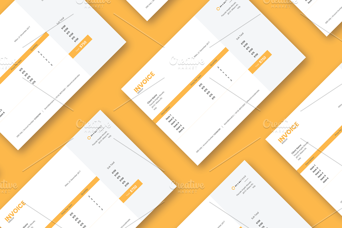 Clean Invoice Design Template, a Business Card Template by Dimatra Store (Photo 2 of 2)