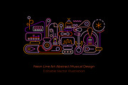 Neon Line Art Abstract Music Design, an Illustration by danjazzia (Thumbnail 1 of 3)