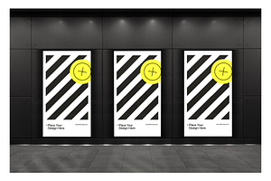 4x Display Poster Mockup Template