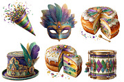 Watercolor Mardi Gras Clipart Bundle, an Illustration by Designworld (Thumbnail 5 of 5)