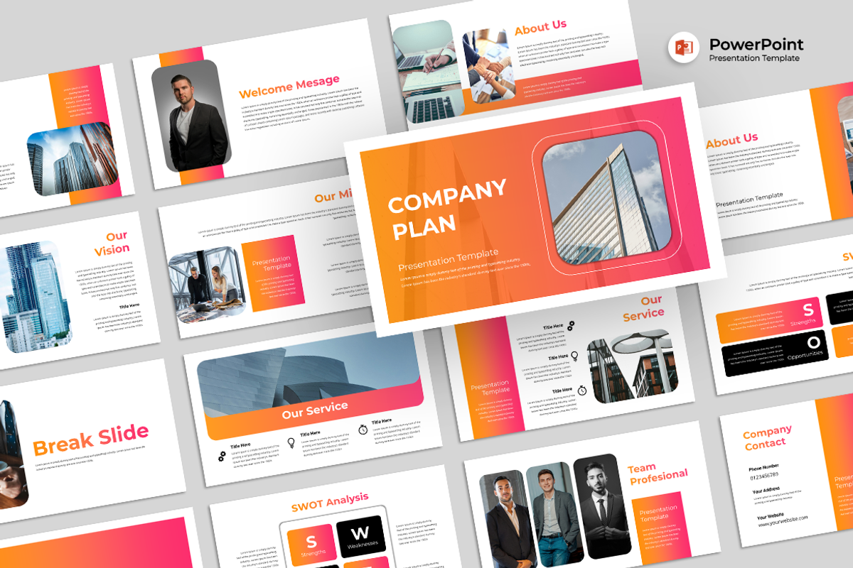 Company Plan - PowerPoint Template, a Presentation Template by QR Design Studio (Photo 1 of 3)