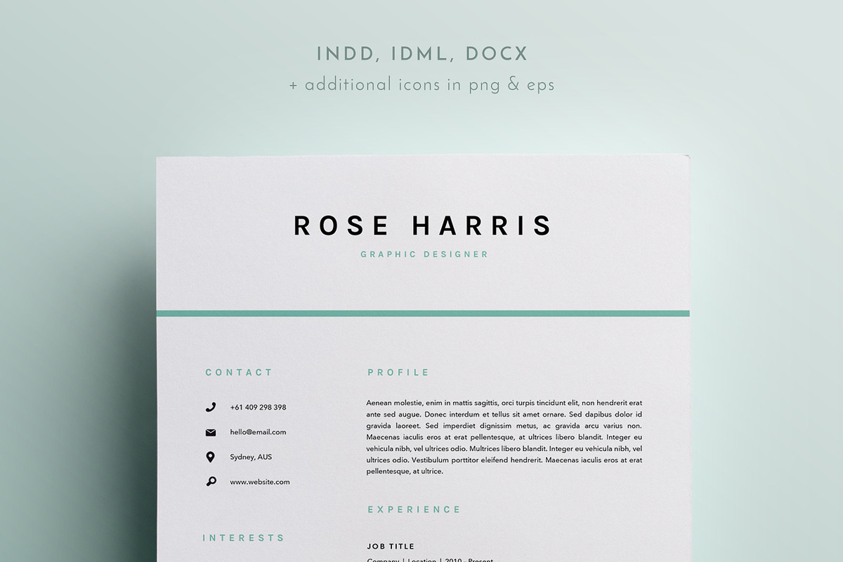 3 Page Resume Template | INDD + DOCX, a Resume Template by BlackDotResumes (Photo 1 of 6)