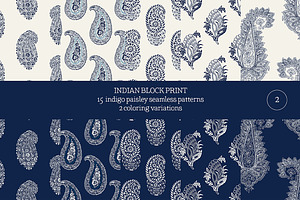 Blue Indian Block Print: Paisley