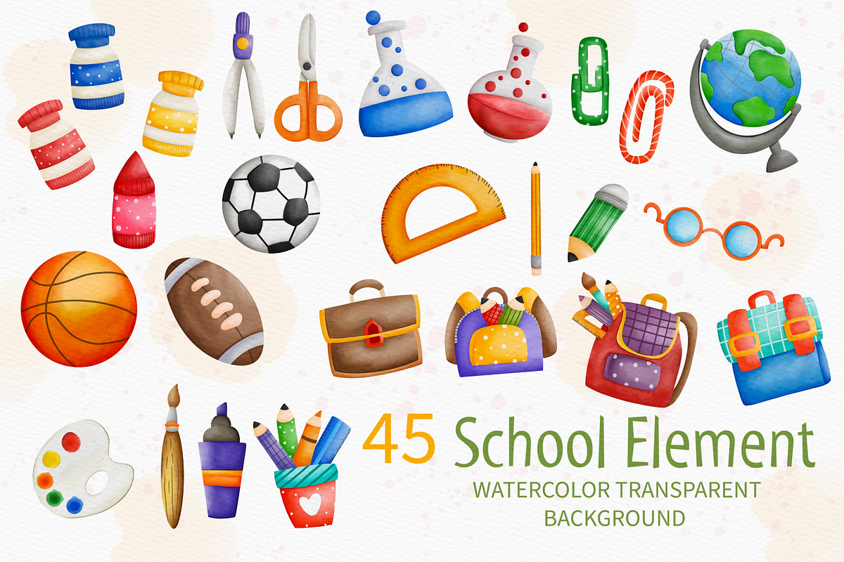 Watercolor Back to School and Animal, an Animal Illustration by Apixsala (Photo 5 of 12)