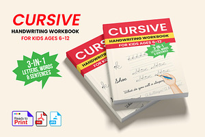 Cursive Handwriting Workbook for Kid, a Stationery Template by Graphic Template