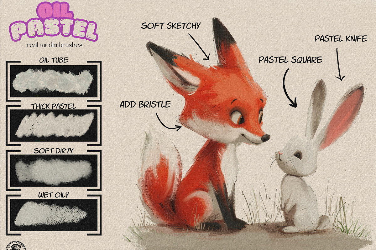 Oil pastel brush bundle, a Brush Add-On by Studio.Valhalla (Photo 2 of 9)