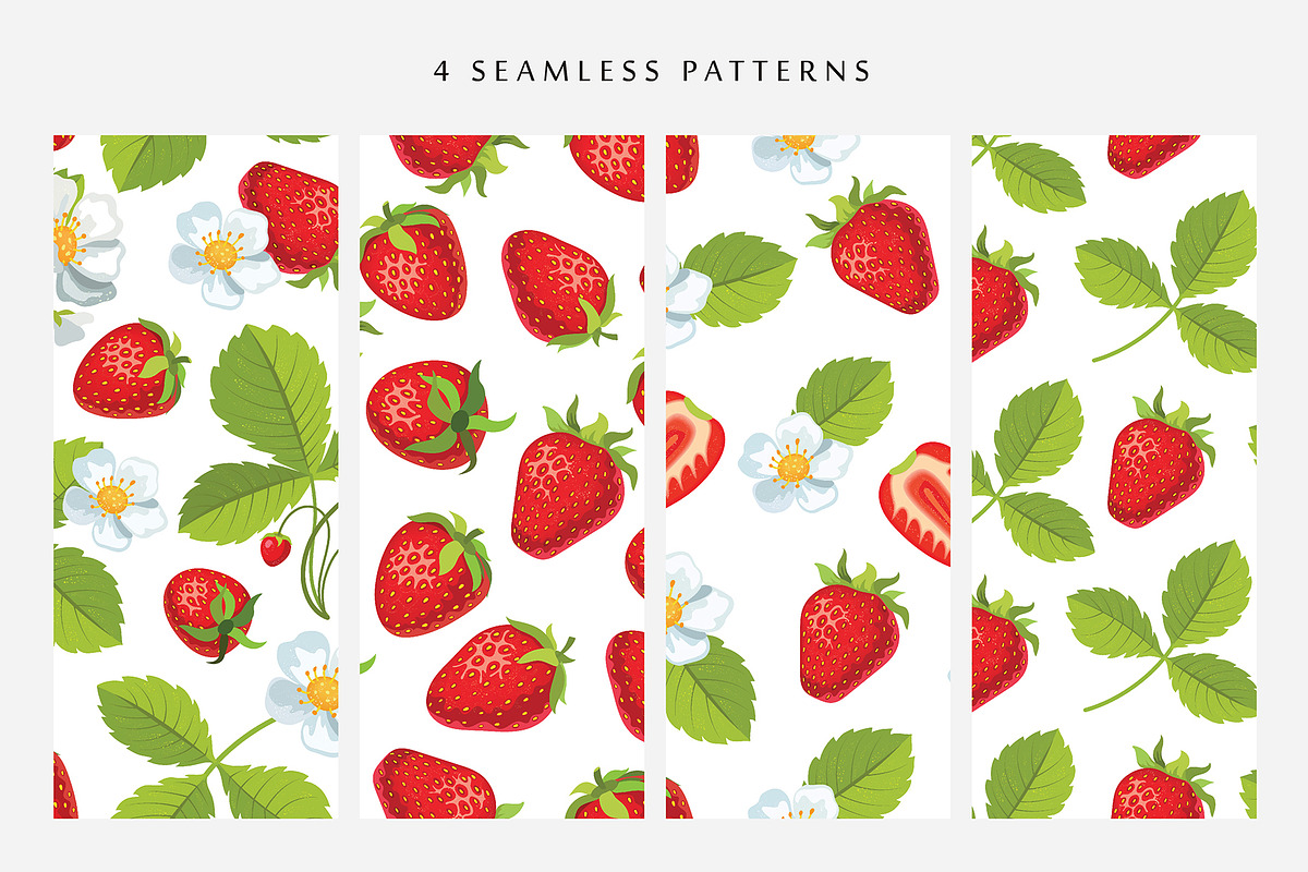 Vector set with delicious strawberri, a Background Graphic by natamastery (Photo 3 of 4)