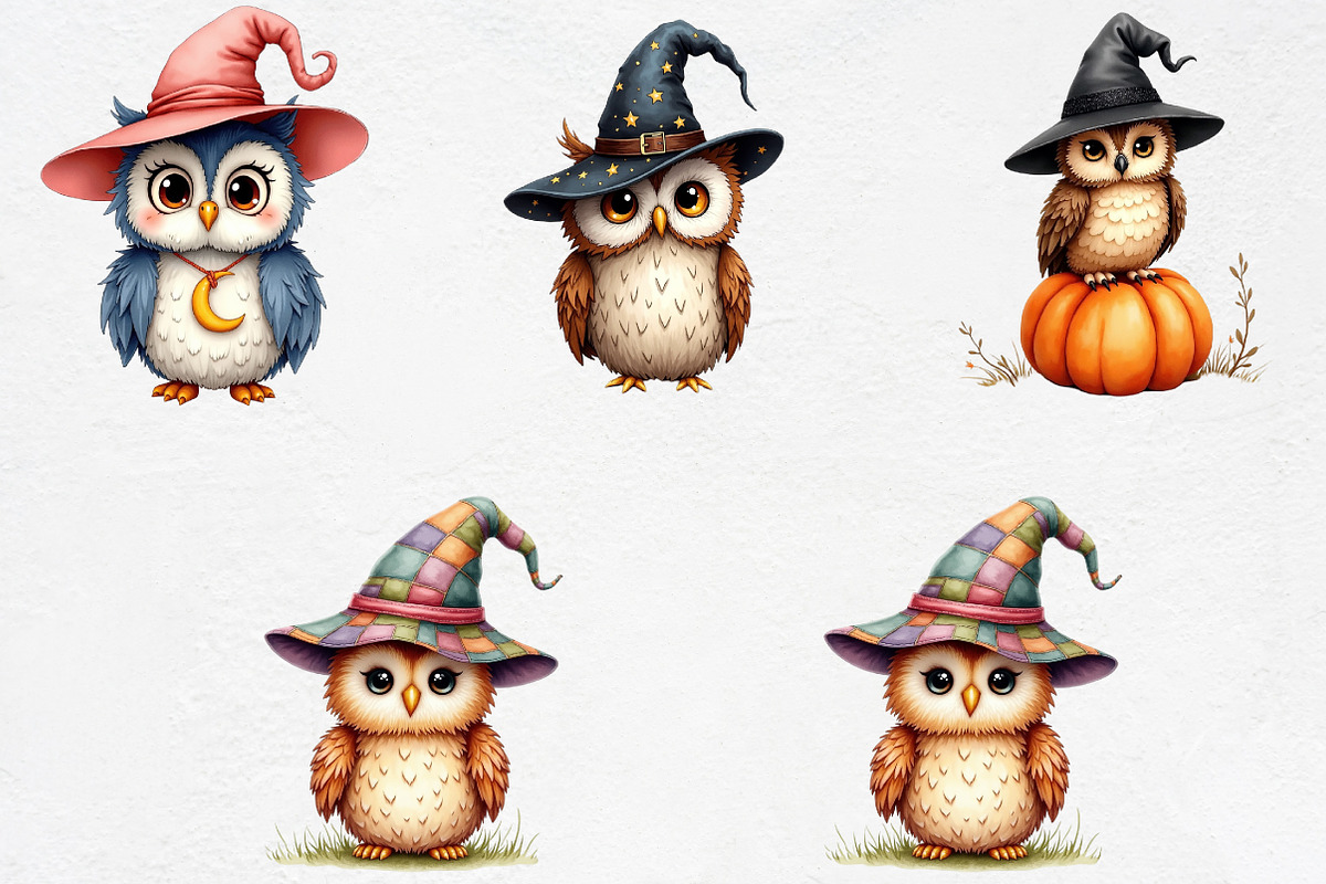 Halloween Owls with Witch Hats Clipa, an Illustration by CrexoraLab (Photo 4 of 5)
