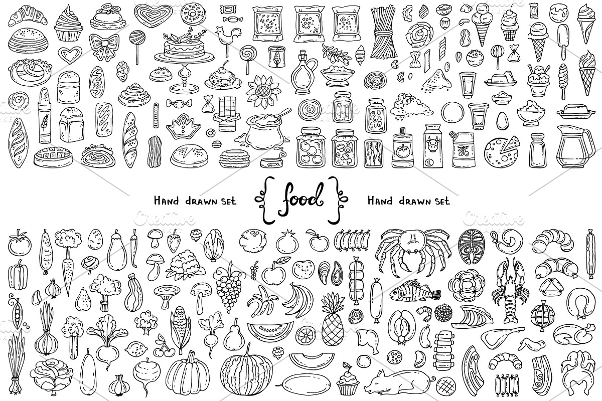 Vector set with food doodles, an Object Graphic by Olga Chuklay (Photo 2 of 2)