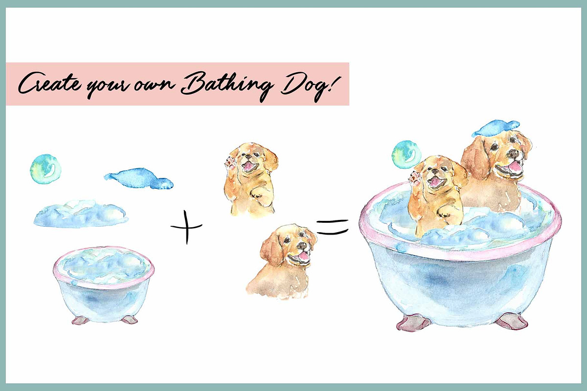 Bath Time Dog Clipart With Paper, an Illustration by VianneArt (Photo 5 of 8)