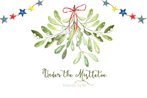 Mistletoe. Watercolor Clipart.