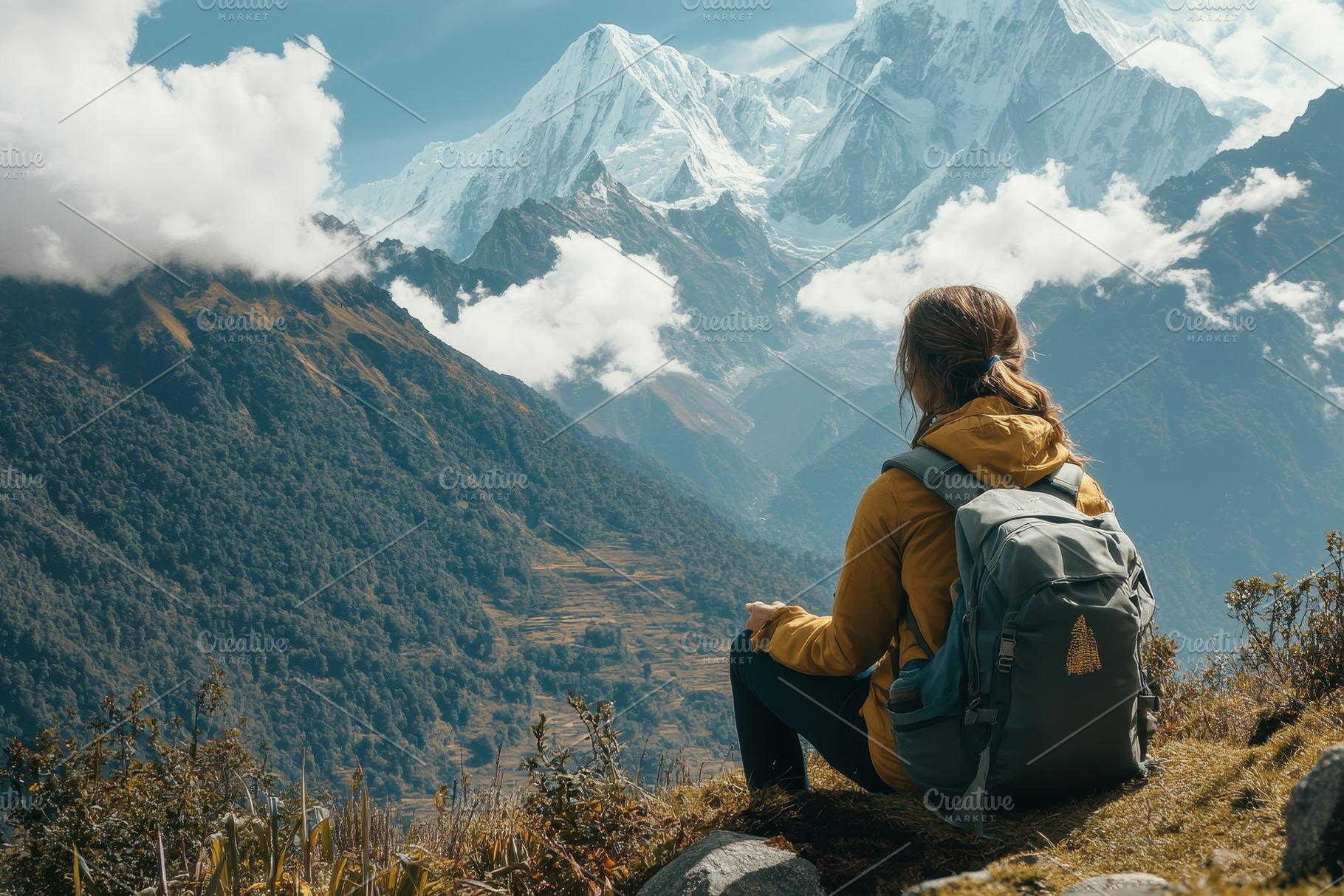 Young woman traveler enjoys breathta, a Photo by Iftikhar Alam