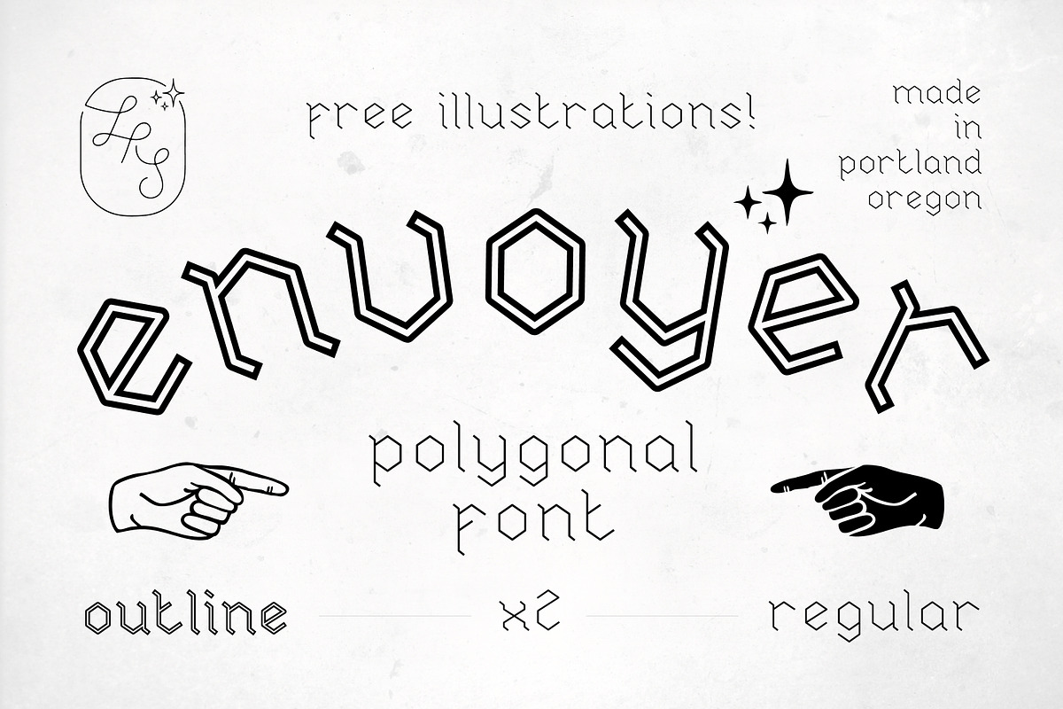 Envoyer Hex Font + Hand Illustrations