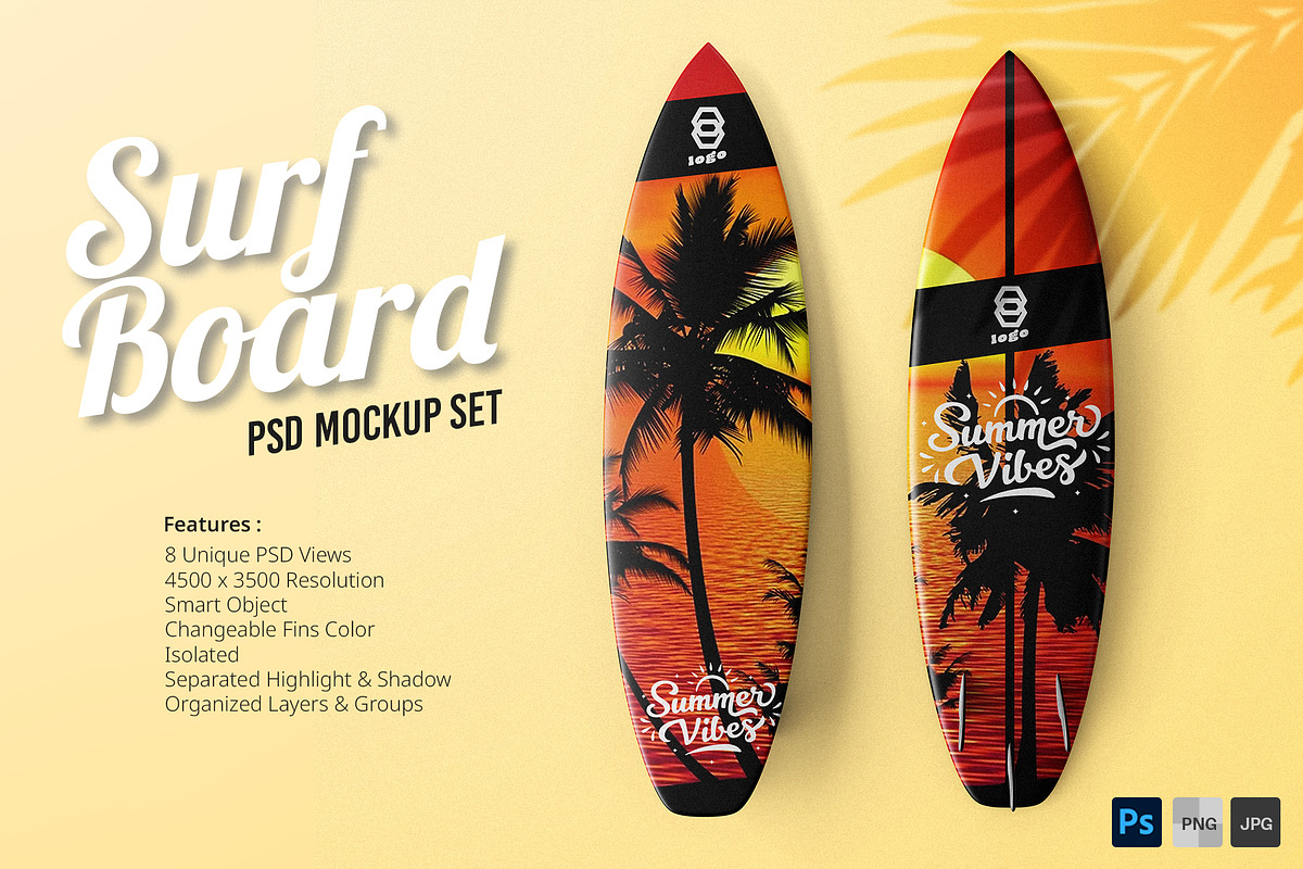 Long Surfing Board PSD Mockup Set, a Product Mockup by Remnand Studio (Photo 1 of 11)