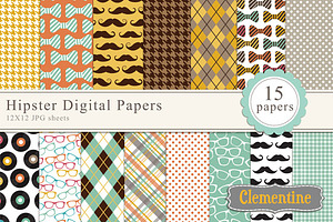 Hipster digital papers, a Pattern Graphic by Lovely Clementine