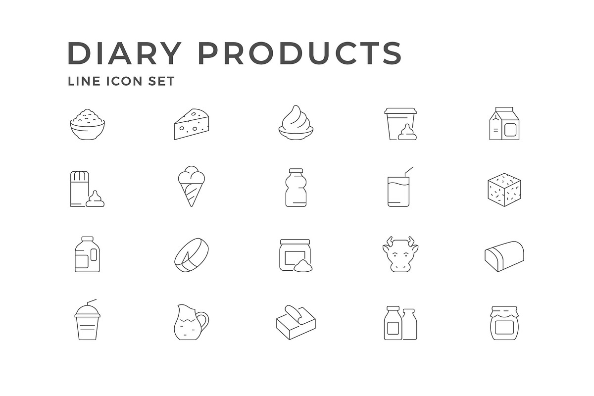 Set line icons of diary product, an Outline Icon by motorama (Photo 2 of 2)