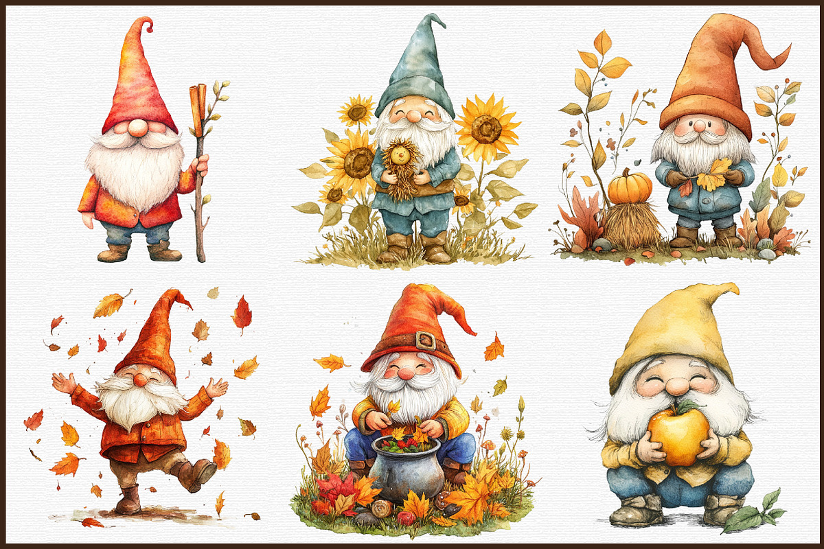 Cute Fall Gnomes Clipart - Gnome Png, an Illustration by Sublimation Artist (Photo 3 of 6)
