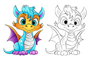 Cute Dragon Coloring Book Page, an Animal Illustration by Ghagra (Thumbnail 4 of 6)