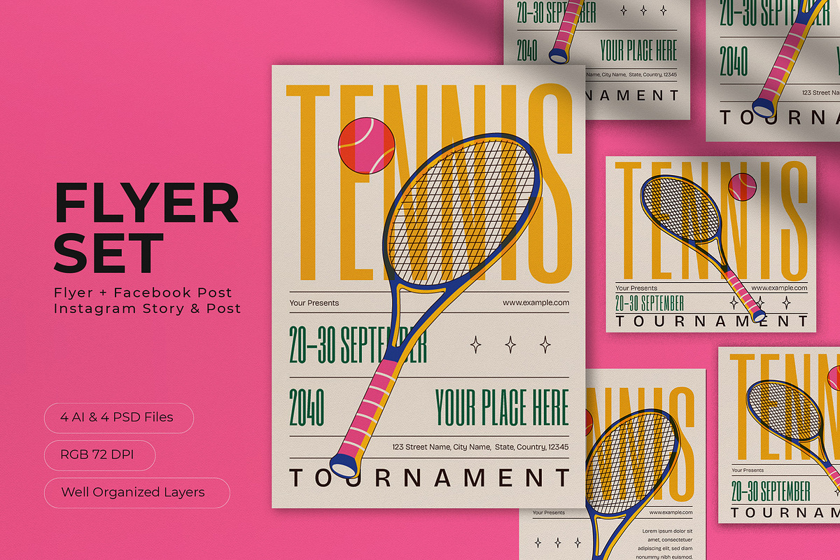 Yellow Tennis Tournament Flyer, a Flyer Template by graphicook (Photo 1 of 4)