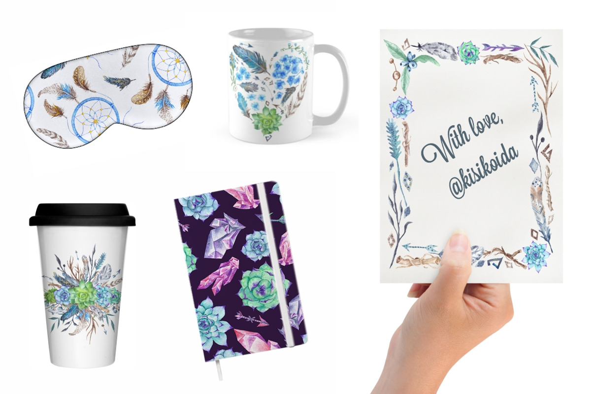 Boho Watercolor Bundle, a Background Graphic by kisikoida (Photo 15 of 15)