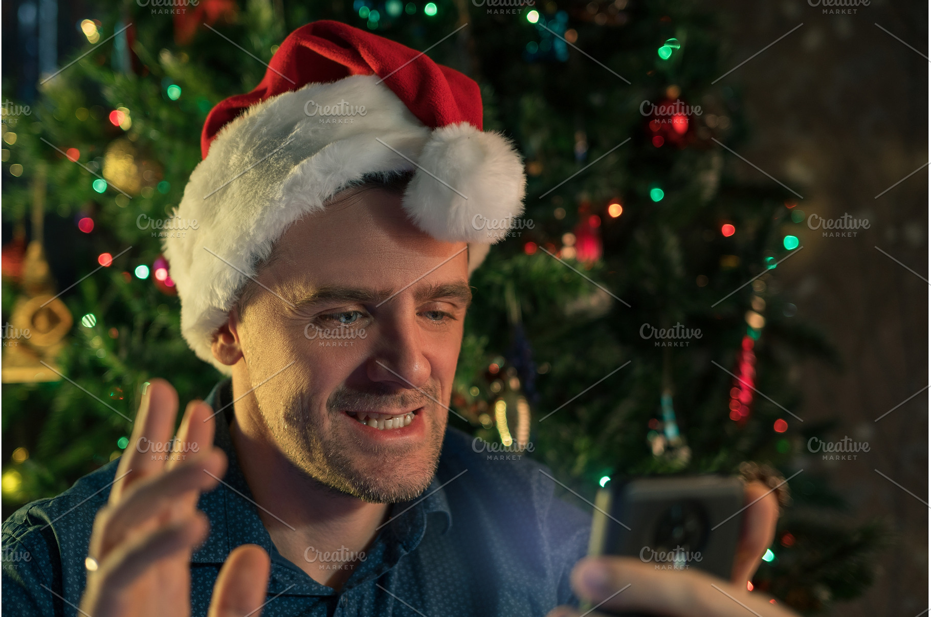 Happy man calling friends for, a Person Photo by Jan Jack Russo Media