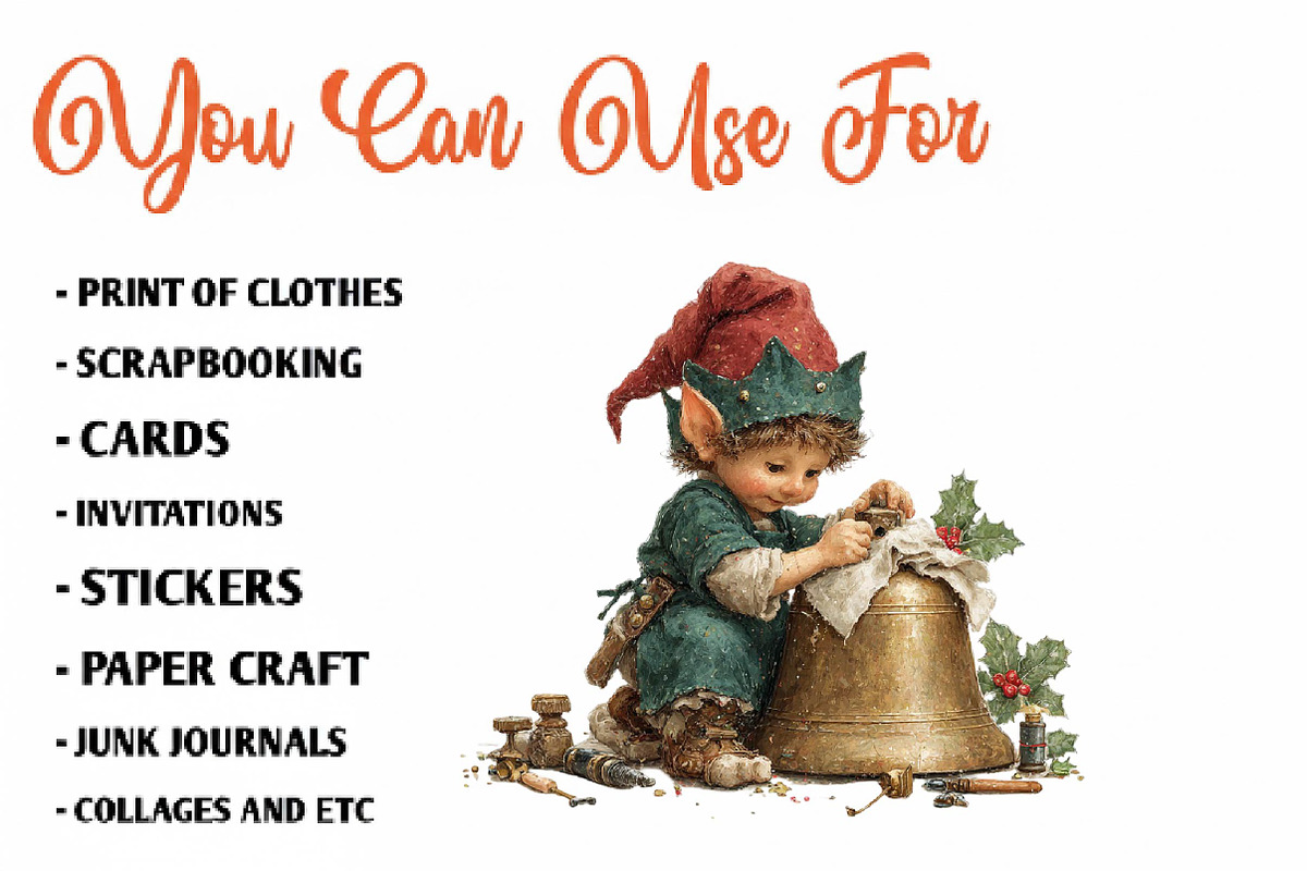 Whimsical Christmas Little Worker, a Seasonal Illustration by CreationArt (Photo 5 of 7)