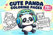 Cute Panda Coloring Pages for Kids, an Animal Illustration by Inkivelle Studio (Thumbnail 1 of 3)